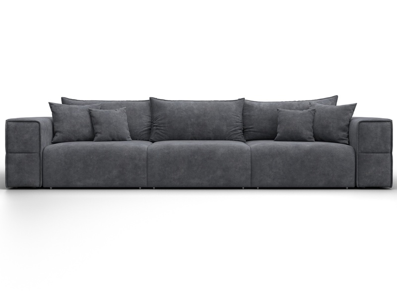 Диван прямой Лига-058 НПБ Лонг, Велюр, BRUT 16 темно-серый