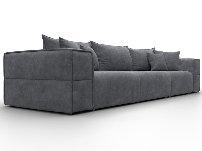 Диван прямой Лига-058 НПБ Лонг, Велюр, BRUT 16 темно-серый