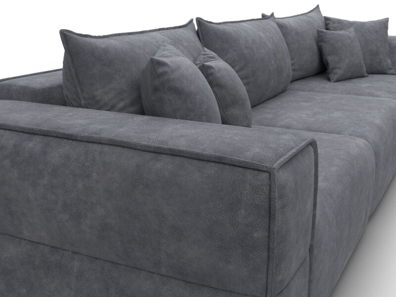 Диван прямой Лига-058 НПБ Лонг, Велюр, BRUT 16 темно-серый