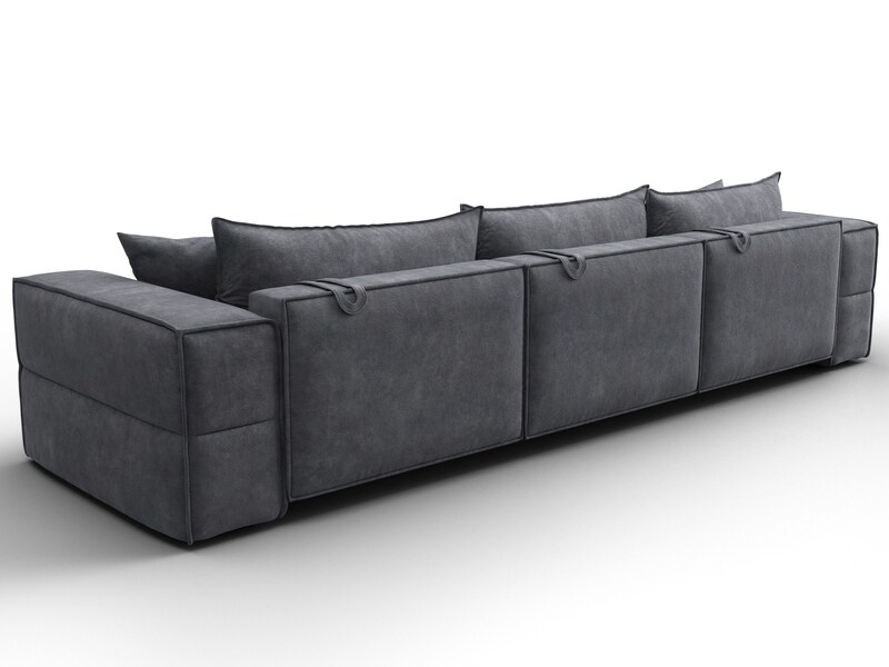 Диван прямой Лига-058 НПБ Лонг, Велюр, BRUT 16 темно-серый