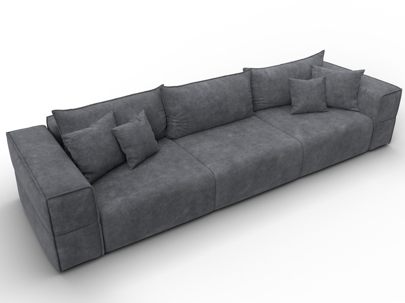 Диван прямой Лига-058 НПБ Лонг, Велюр, BRUT 16 темно-серый