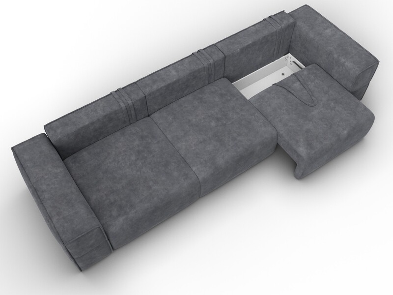 Диван прямой Лига-058 НПБ Лонг, Велюр, BRUT 16 темно-серый
