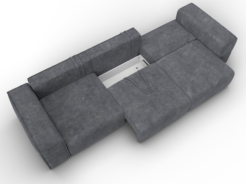 Диван прямой Лига-058 НПБ Лонг, Велюр, BRUT 16 темно-серый