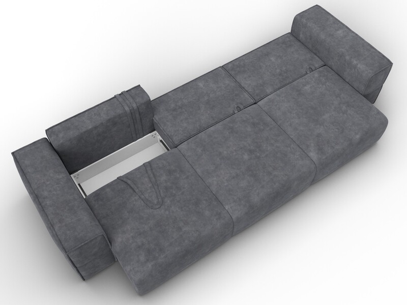 Диван прямой Лига-058 НПБ Лонг, Велюр, BRUT 16 темно-серый