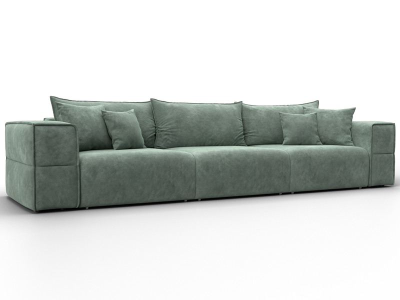 Диван прямой Лига-058 НПБ Лонг, Велюр, BRUT 08 зеленый