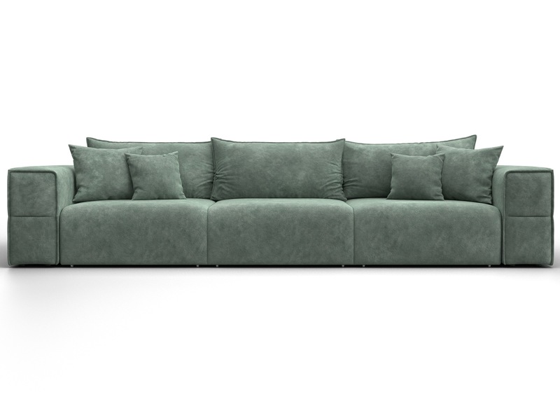 Диван прямой Лига-058 НПБ Лонг, Велюр, BRUT 08 зеленый