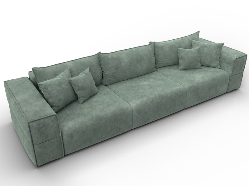 Диван прямой Лига-058 НПБ Лонг, Велюр, BRUT 08 зеленый
