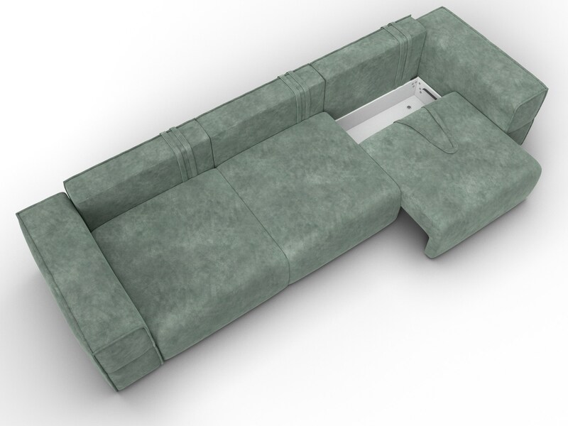 Диван прямой Лига-058 НПБ Лонг, Велюр, BRUT 08 зеленый