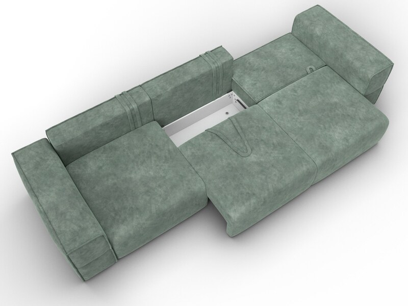 Диван прямой Лига-058 НПБ Лонг, Велюр, BRUT 08 зеленый