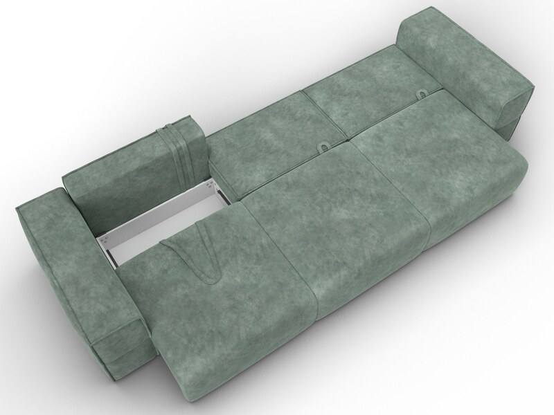 Диван прямой Лига-058 НПБ Лонг, Велюр, BRUT 08 зеленый