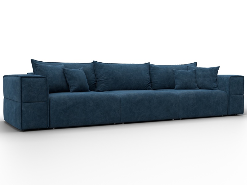 Диван прямой Лига-058 НПБ Лонг, Велюр, BRUT 11 синий