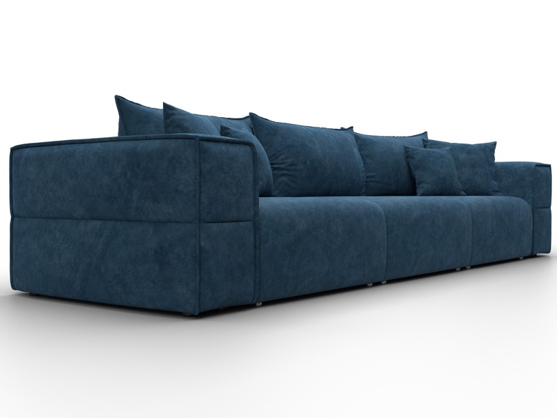 Диван прямой Лига-058 НПБ Лонг, Велюр, BRUT 11 синий