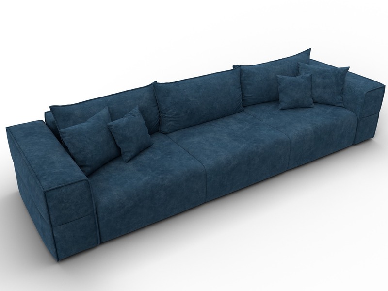 Диван прямой Лига-058 НПБ Лонг, Велюр, BRUT 11 синий