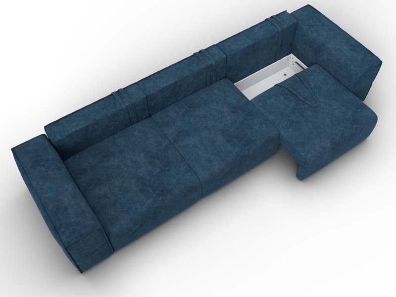 Диван прямой Лига-058 НПБ Лонг, Велюр, BRUT 11 синий