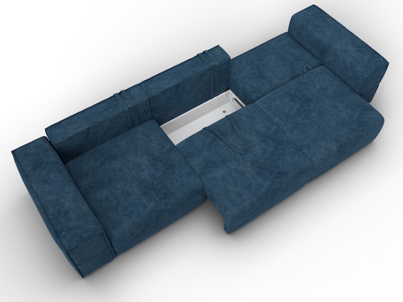 Диван прямой Лига-058 НПБ Лонг, Велюр, BRUT 11 синий