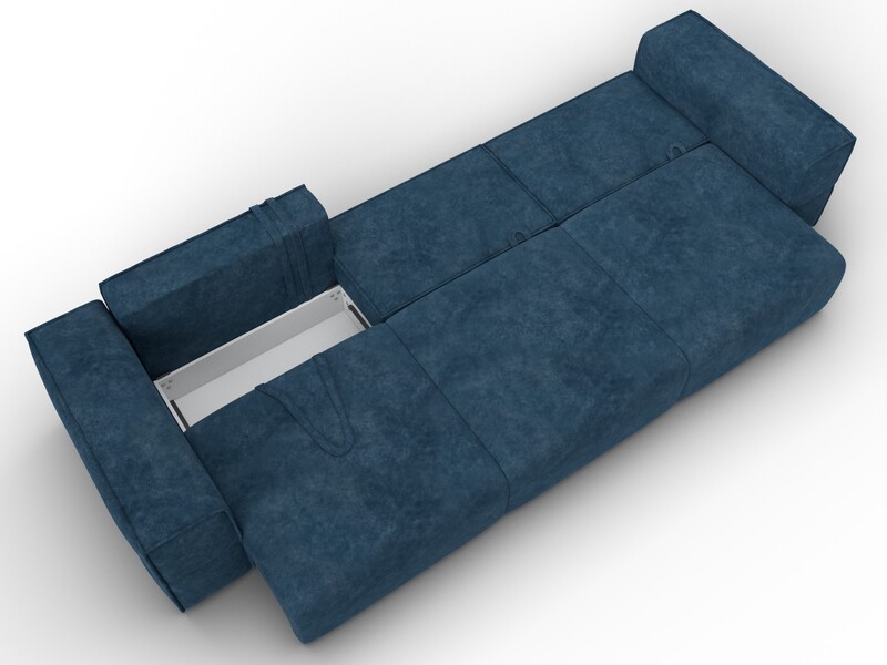 Диван прямой Лига-058 НПБ Лонг, Велюр, BRUT 11 синий