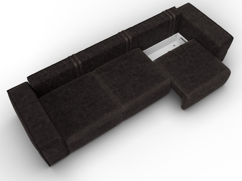 Диван прямой Лига-058 НПБ Лонг, Велюр, BRUT 17 коричневый