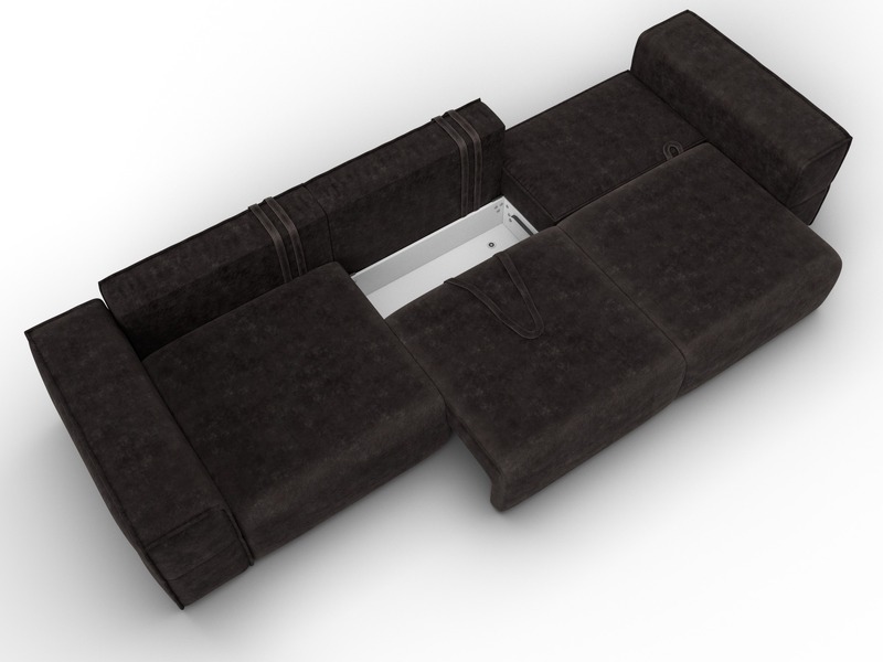 Диван прямой Лига-058 НПБ Лонг, Велюр, BRUT 17 коричневый