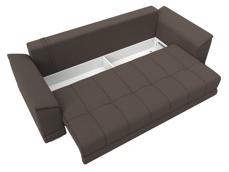 Диван прямой НордСтар НПБ, Рогожка, Амур 05 коричневый