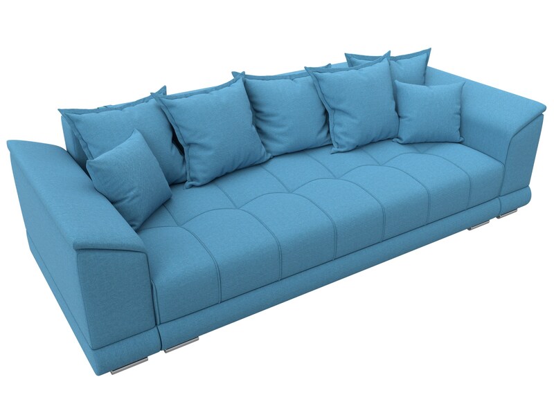 Диван прямой НордСтар НПБ, Рогожка, Амур 10 голубой