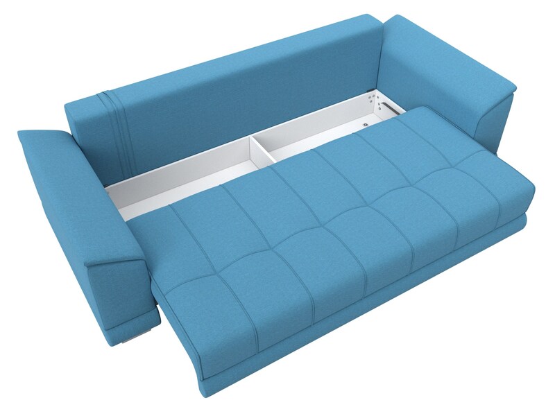 Диван прямой НордСтар НПБ, Рогожка, Амур 10 голубой