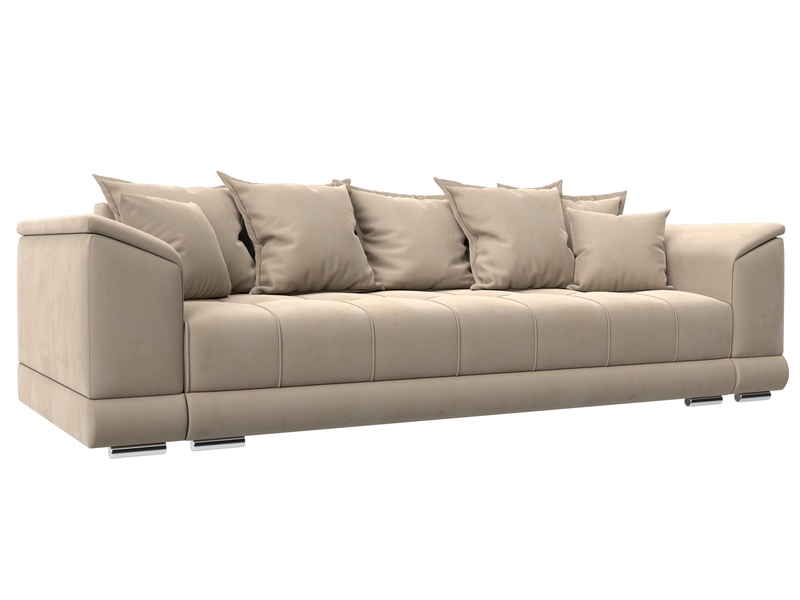 Диван прямой НордСтар НПБ, Велюр, SEVEN 729 бежевый