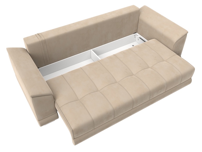 Диван прямой НордСтар НПБ, Велюр, SEVEN 729 бежевый