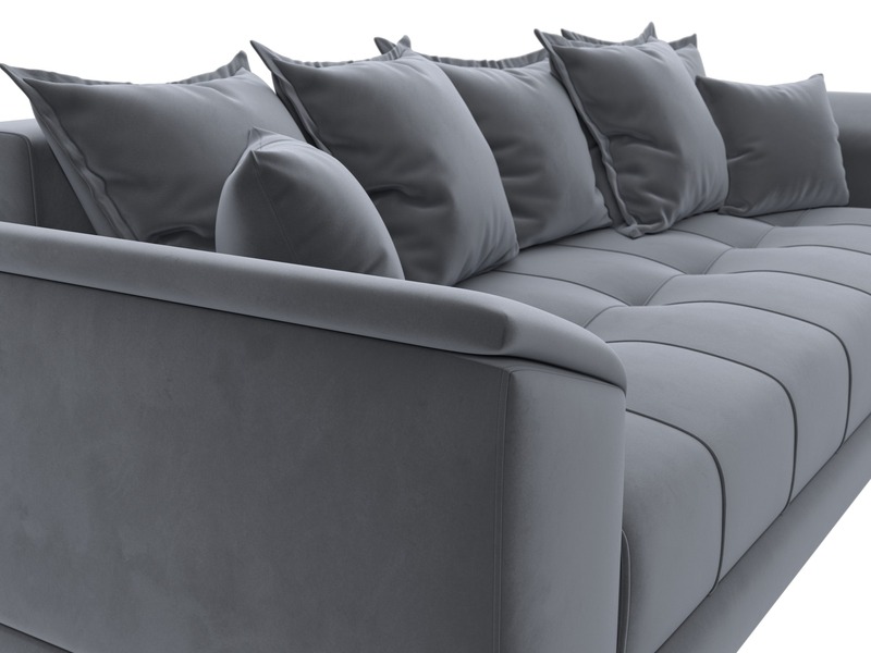 Диван прямой НордСтар НПБ, Велюр, SEVEN 17 серый