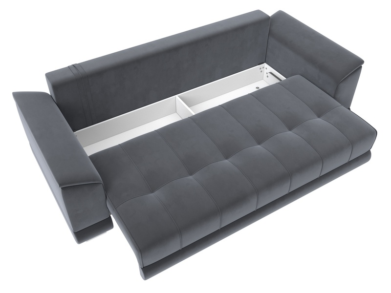 Диван прямой НордСтар НПБ, Велюр, SEVEN 17 серый