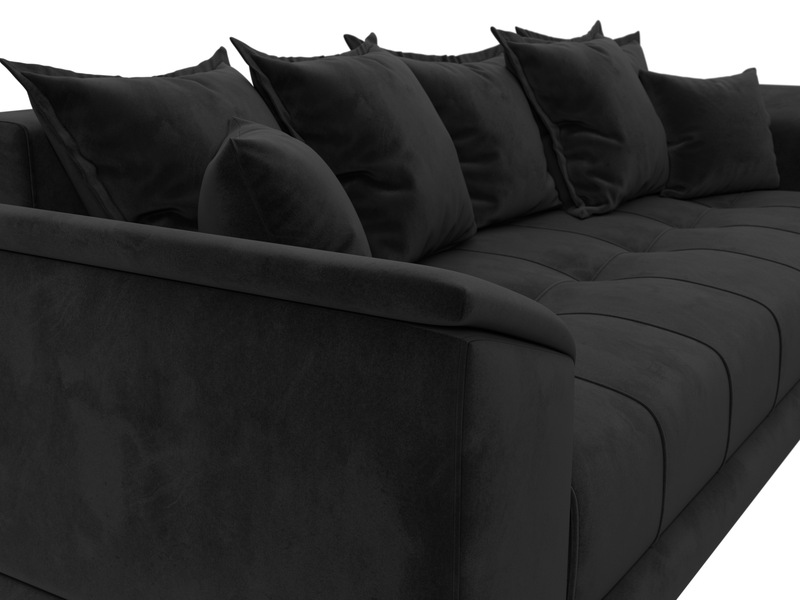 Диван прямой НордСтар НПБ, Велюр, SEVEN 35 черный