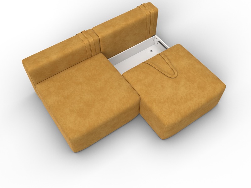 Диван прямой модульный Лига-060 НПБ, Велюр, BRUT 10 желтый