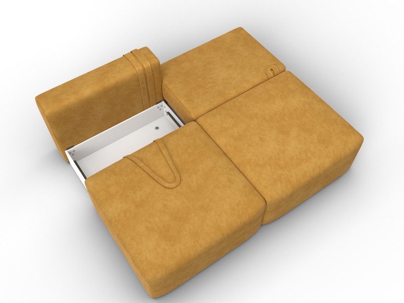 Диван прямой модульный Лига-060 НПБ, Велюр, BRUT 10 желтый