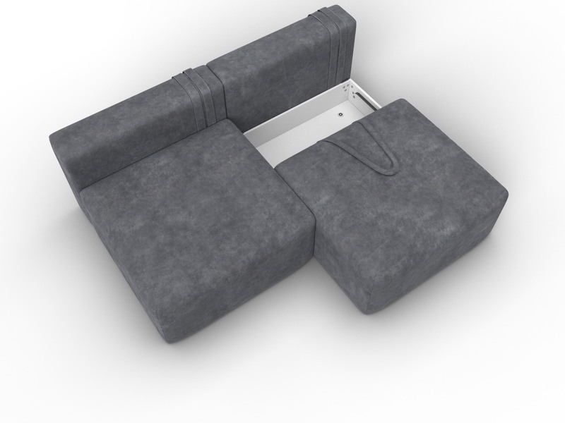 Диван прямой модульный Лига-060 НПБ, Велюр, BRUT 16 темно-серый