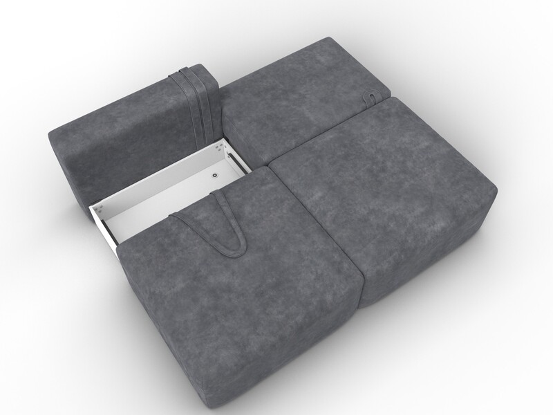 Диван прямой модульный Лига-060 НПБ, Велюр, BRUT 16 темно-серый