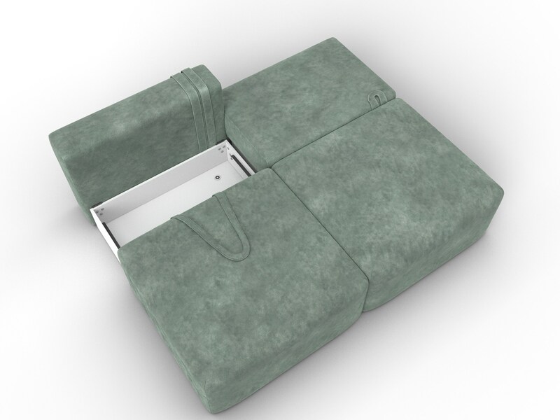 Диван прямой модульный Лига-060 НПБ, Велюр, BRUT 08 зеленый