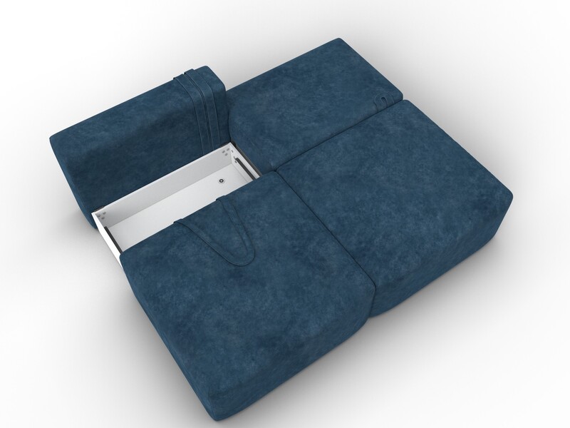 Диван прямой модульный Лига-060 НПБ, Велюр, BRUT 11 синий