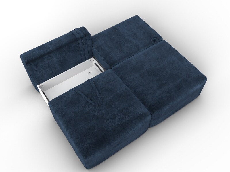 Диван прямой модульный Лига-060 НПБ, Велюр, TOWER 13 синий