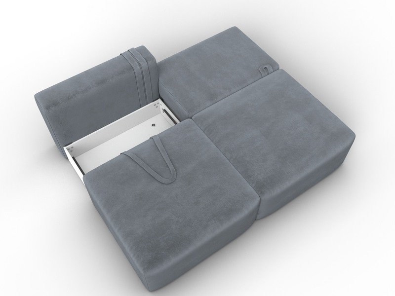 Диван прямой модульный Лига-060 НПБ, Велюр, TOWER 10 серый