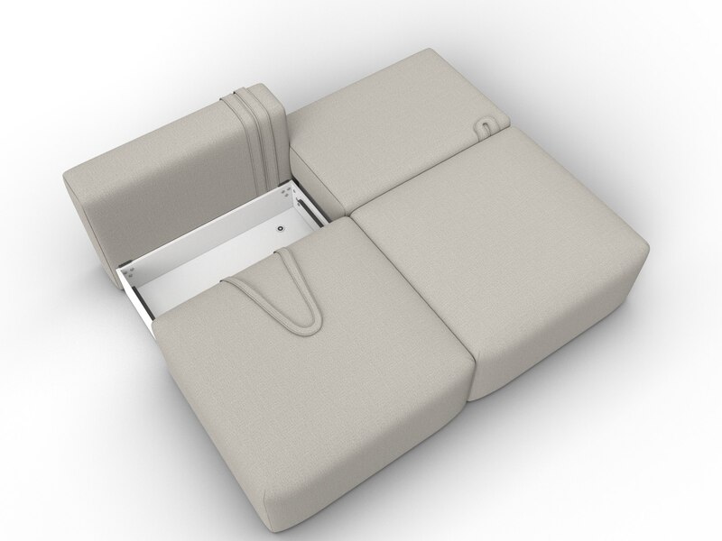 Диван прямой модульный Лига-060 НПБ, Рогожка, Амур 02 бежевый