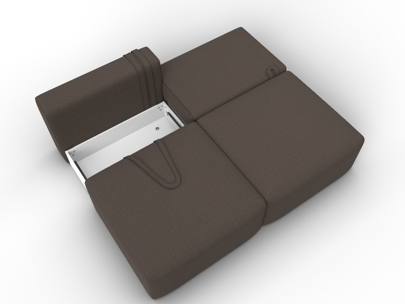 Диван прямой модульный Лига-060 НПБ, Рогожка, Амур 05 коричневый