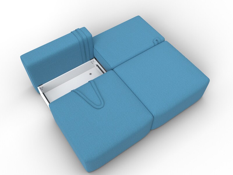 Диван прямой модульный Лига-060 НПБ, Рогожка, Амур 10 голубой