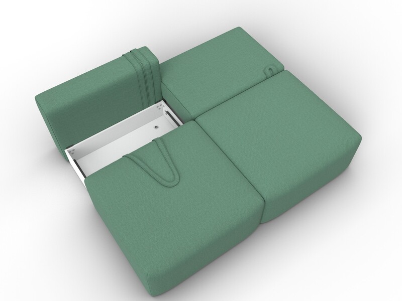 Диван прямой модульный Лига-060 НПБ, Рогожка, Амур 11 зеленый