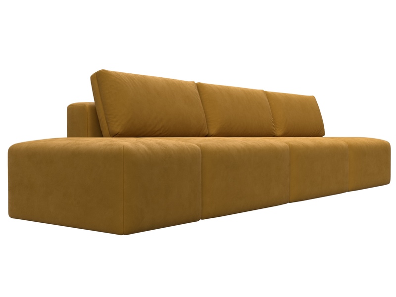Диван прямой модульный с пуфом Лига-060 НПБ Лонг, Велюр, BRUT 10 желтый