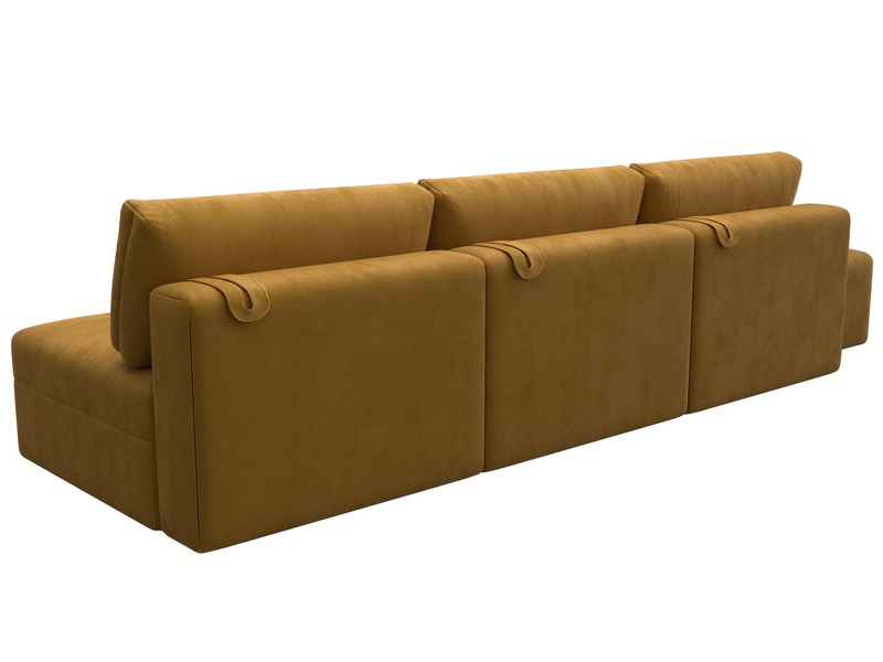 Диван прямой модульный с пуфом Лига-060 НПБ Лонг, Велюр, BRUT 10 желтый