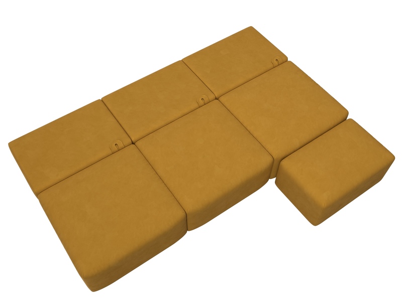 Диван прямой модульный с пуфом Лига-060 НПБ Лонг, Велюр, BRUT 10 желтый