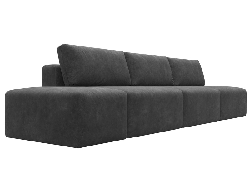 Диван прямой модульный с пуфом Лига-060 НПБ Лонг, Велюр, BRUT 16 темно-серый