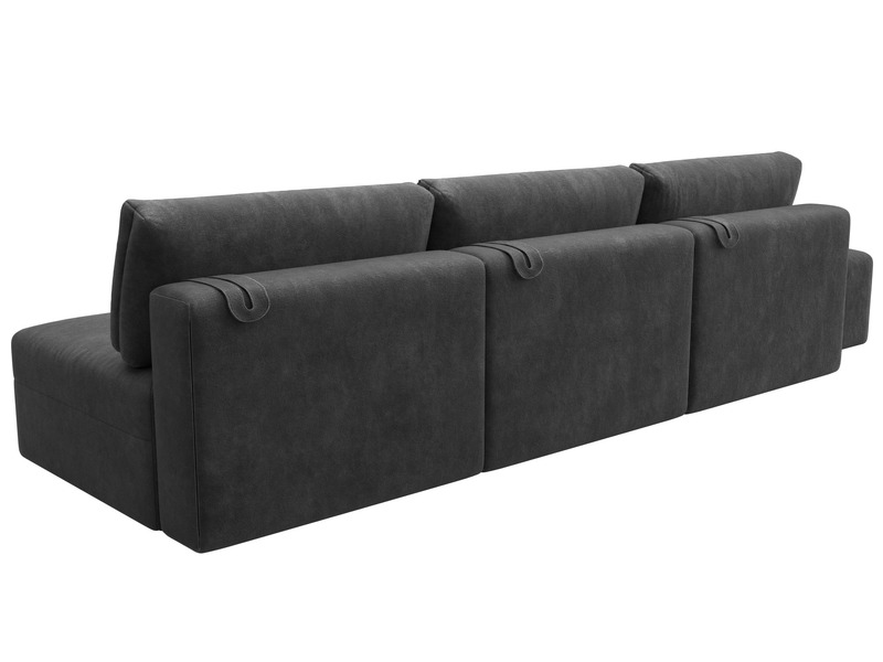Диван прямой модульный с пуфом Лига-060 НПБ Лонг, Велюр, BRUT 16 темно-серый