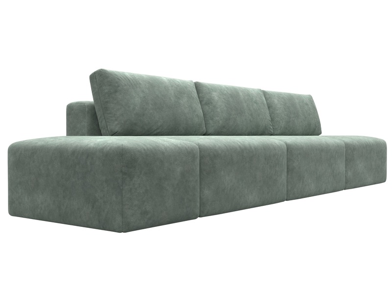 Диван прямой модульный с пуфом Лига-060 НПБ Лонг, Велюр, BRUT 08 зеленый