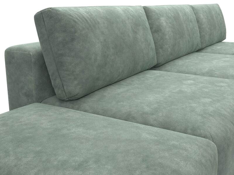 Диван прямой модульный с пуфом Лига-060 НПБ Лонг, Велюр, BRUT 08 зеленый
