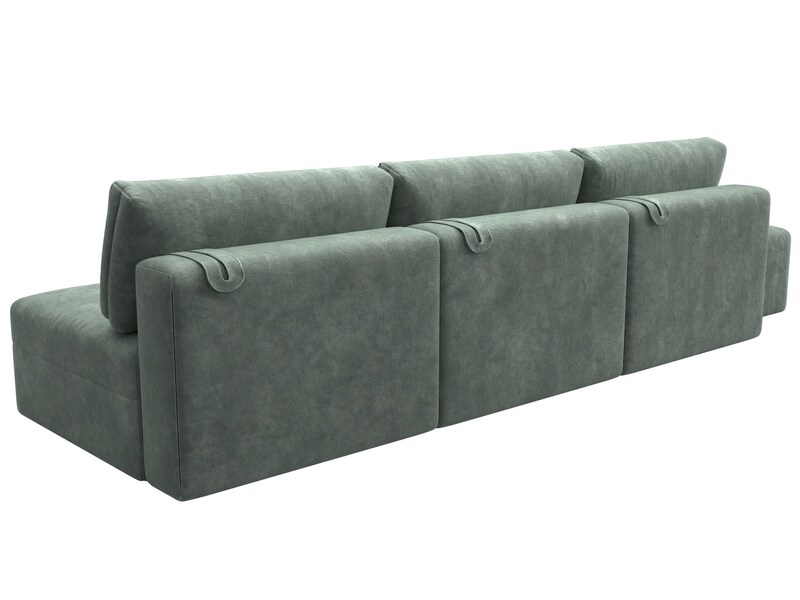 Диван прямой модульный с пуфом Лига-060 НПБ Лонг, Велюр, BRUT 08 зеленый